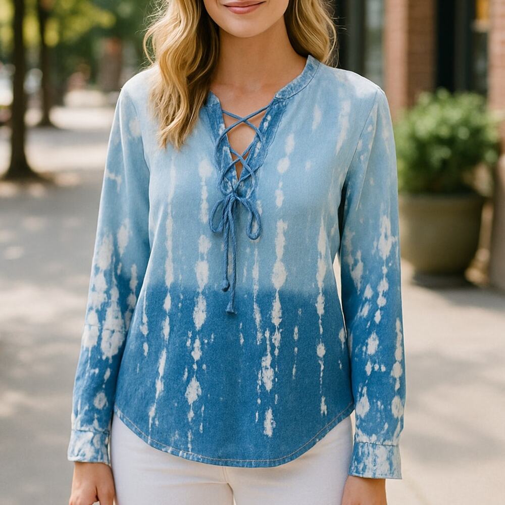 Tina Jo Top Denim Lace Up